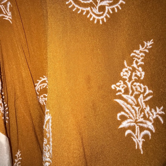 Floreat Anthropologie Mustard Embroidered Shawl - Picture 2 of 5
